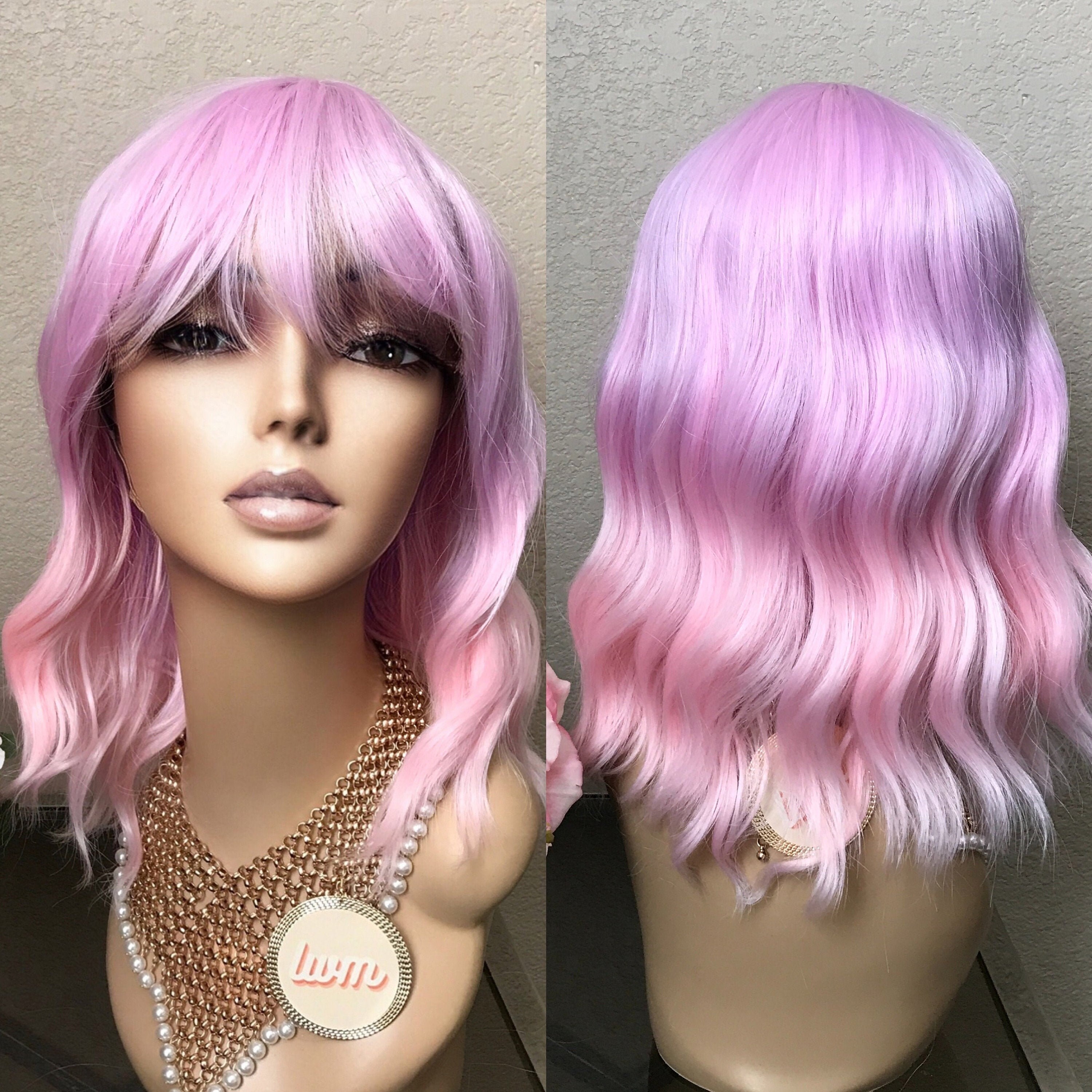 12'' pink ombre bobo wig with bang Little Wig Museum Etsy