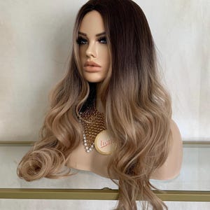 26&#39;&#39; balayage brown synthetic wig |Little Wig Museum hairloss, alopeica chemo wig, cosplay Handmade wigs Glueless Wigsgift for mom