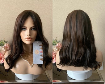 18''  dark brown highlighted Wig synthetic | cosplay wigs| drag queen wigs | | Halloween Costumes, Halloween wigs