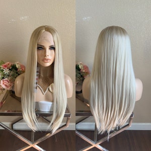 Copenhagen -28'' lace front straight platinum blonde ombre wig | Little Wig Museum hairloss, alopeica chemo wig Handmade wigs Glueless Wigs