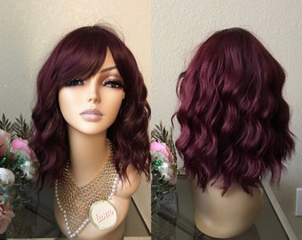14'' burgundy/wine red bobo wig   | Little Wig Museum hairloss, alopeica chemo wig Handmade wigs Glueless Wigs