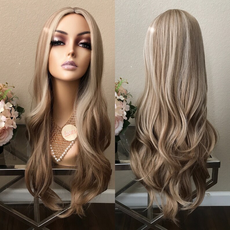 24 blonde wig with highlight synthetic Little Wig Museum Etsy