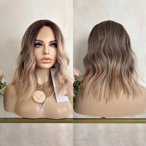 Santa Barbara -14'' lace front highlight ombre synthetic wig | Little Wig Museum,luxury wig,hairloss, alopeica chemo wig Handmade wigs