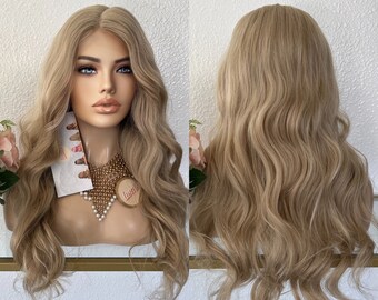 Candice 26” lace front blonde wavy synthetic wig |  Little Wig Museum Handmade wigs cosplay Glueless Wigsgift for mom