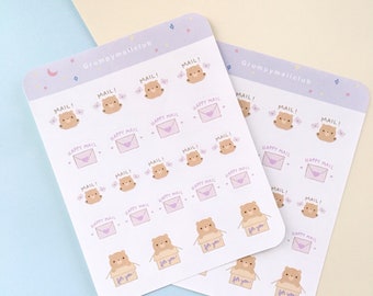 Bear Happy Mail sticker sheet - cute bujo stickers, aesthetic desserts