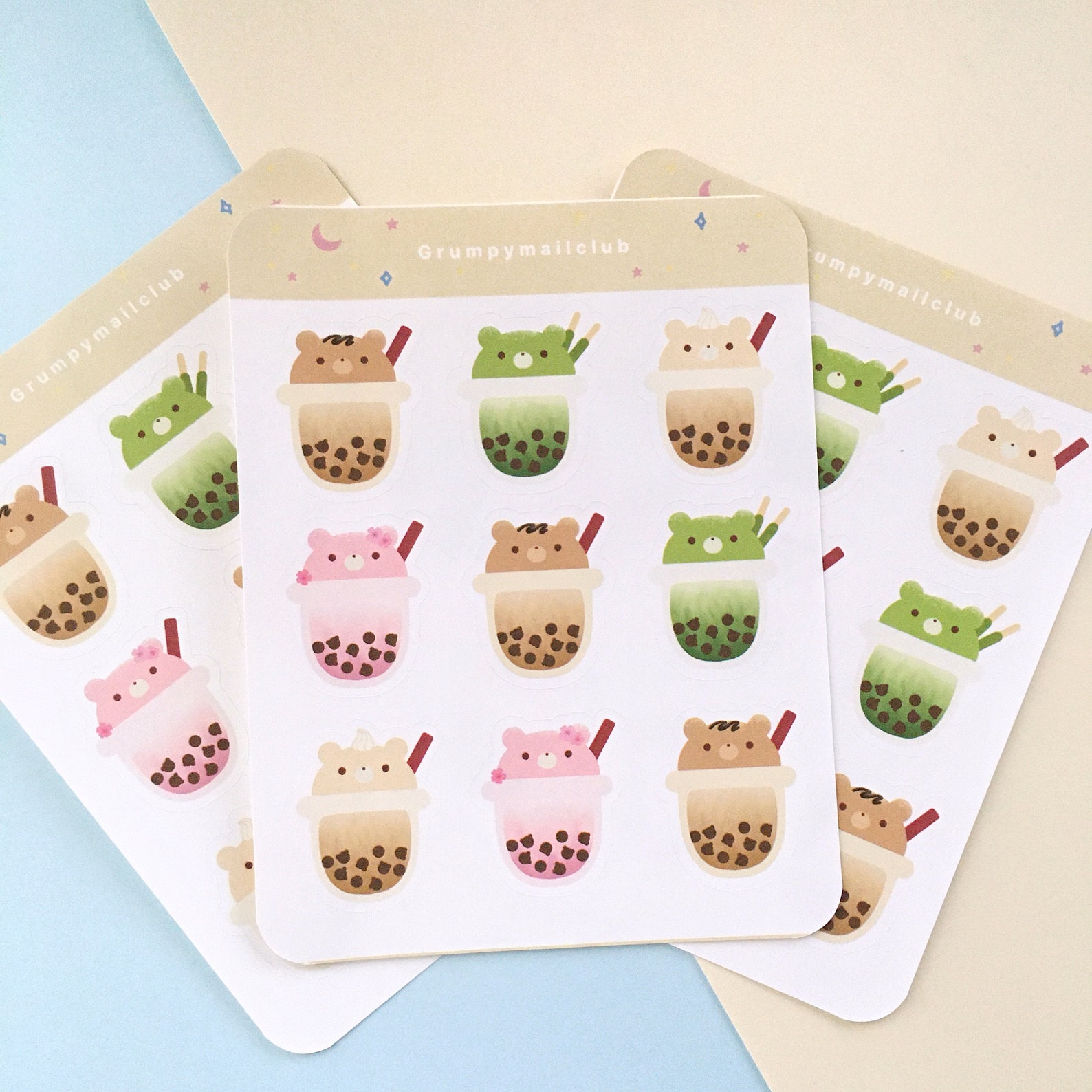 Boba bears sticker sheet cute bujo stickers bubble tea | Etsy