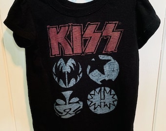Camiseta de la banda de rock KISS - Producto oficial de KISS ~ Niñas pequeñas talla 4