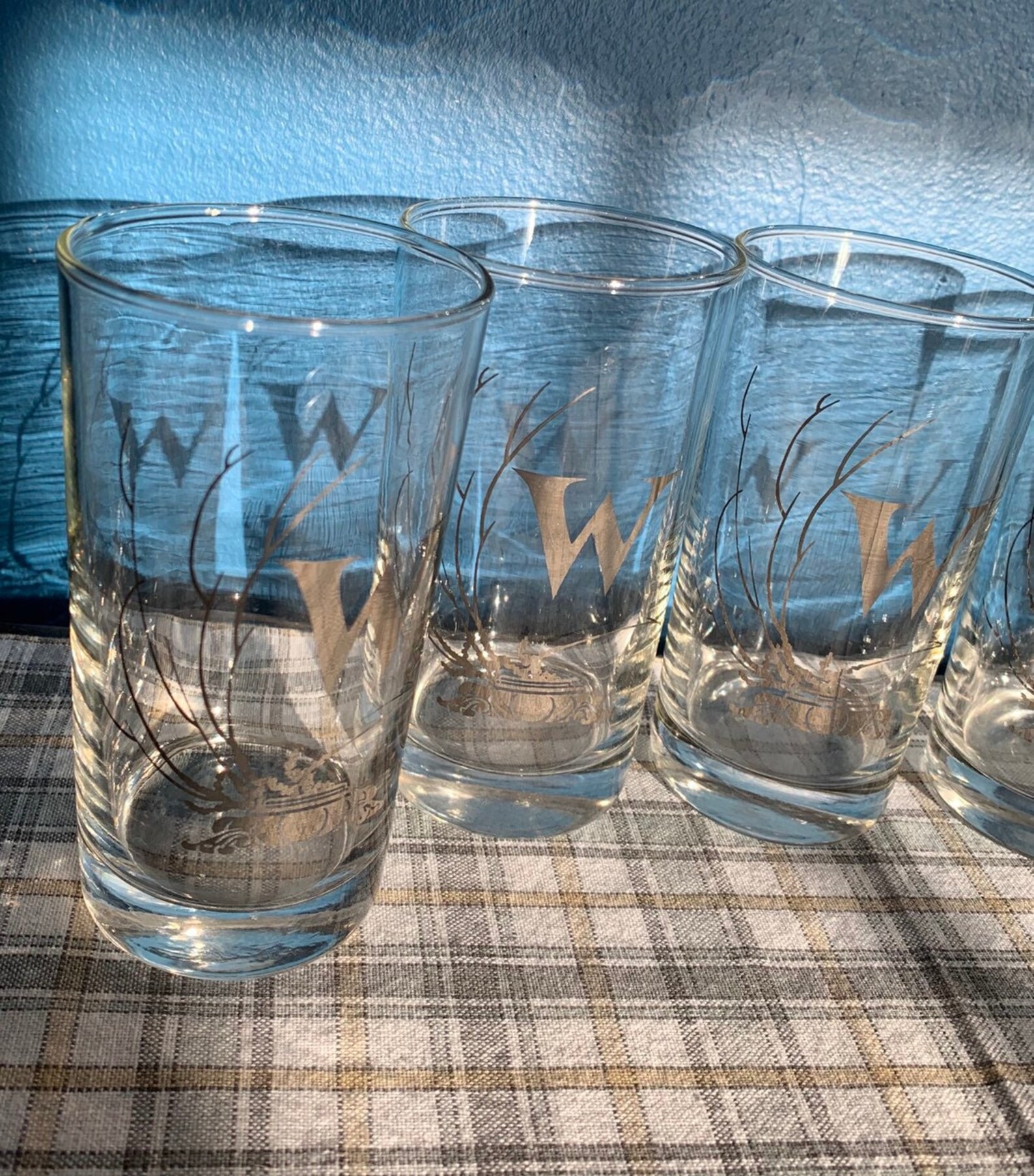 Monogrammed W Vintage Set of 6 Glasses Etsy