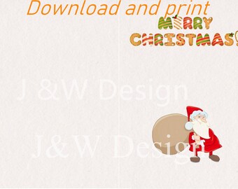 Printable Christmas Cards / Funny Holiday Cards Santa series Download 2size 5*7inch and 5.5*8.5inch