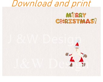 Digital Printable Christmas Cards / Funny holiday cards Santa series Download 2size 5*7inch and 5.5*8.5inch
