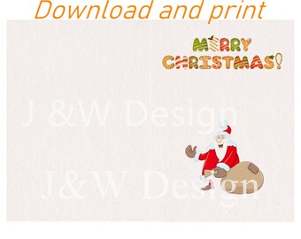 Printable Christmas Cards / Funny Holiday Cards Santa series Download 2size 5*7inch and 5.5*8.5inch