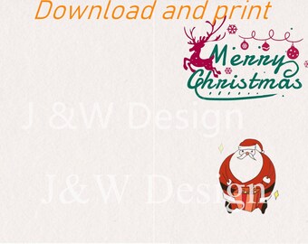 Printable Christmas Cards / Funny Holiday Cards Santa series Download 2size 5*7inch and 5.5*8.5inch