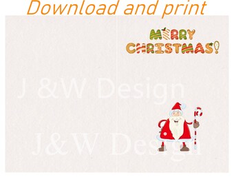 Printable Christmas Cards / Funny Holiday Cards Santa series Download 2size 5*7inch and 5.5*8.5inch