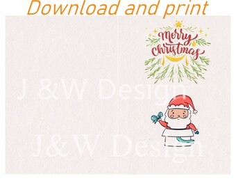 Printable Christmas Cards / Funny Holiday Cards Santa series Download 2size 5*7inch and 5.5*8.5inch