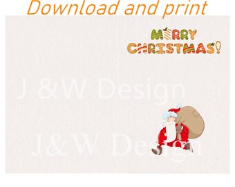 Printable Christmas Cards / Funny Holiday Cards Santa series Download 2size 5*7inch and 5.5*8.5inch