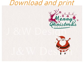 Printable Christmas Cards / Funny Holiday Cards Santa series Download 2size 5*7inch and 5.5*8.5inch