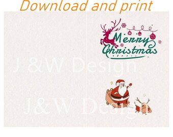 Printable Christmas Cards / Funny Holiday Cards Santa series Download 2size 5*7inch and 5.5*8.5inch