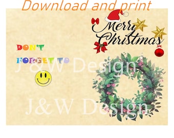 Printable Christmas Cards / Funny holiday cards Download 2size 5*7inch and 5.5*8.5inch