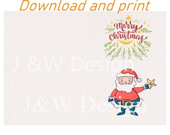 Digital Printable Christmas Cards / Funny holiday cards Santa series Download 2size 5*7inch and 5.5*8.5inch