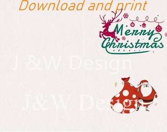 Printable Christmas Cards / Funny Holiday Cards Santa series Download 2size 5*7inch and 5.5*8.5inch
