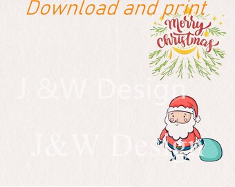 Printable Greeting cards/ Christmas Cards / Funny Holiday Cards Santa series Download 2size 5*7inch and 5.5*8.5inch