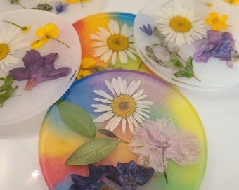 Customizable British Columbia Wildflower Resin Coasters