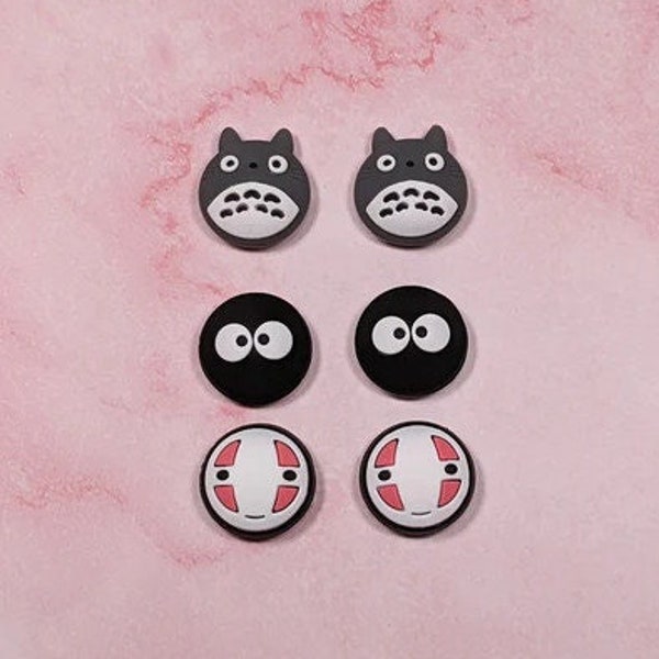 Nintendo Switch Joy Con Thumb Grips - Joystick Cap - Silicone Cover- Totoro Soot Sprite No Face