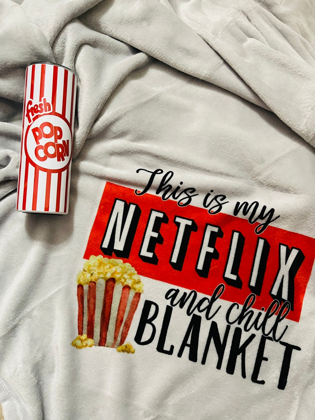 Netflix & Chill Blanket/tumbler Set. Netflix Throw. Custom Blanket Gift