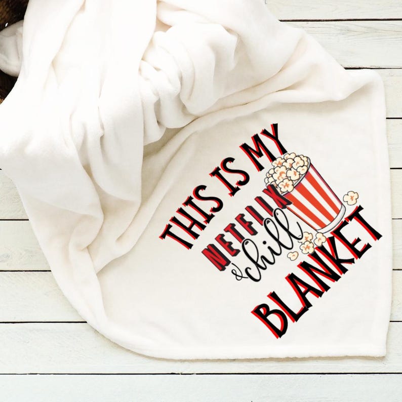 This Is My Netflix & Chill Blanket – Soft Cozy Throw, Funny Movie Night Fleece, Popcorn Design Gift, 50x60, 100% Polyester Bild 1