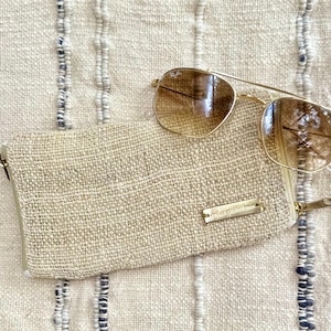 Double Glasses Case | Soft Travel Pouch for 2 Pairs | Hemp Linen Blend | Sustainable Gift & Organiser