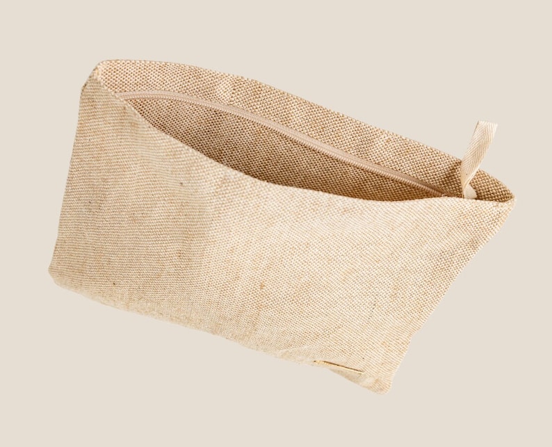 Tech Bag, Travel accessories or Pencil case. Beige, All-natural, Rustic Juco pouch, Electronics Bag, Great alternative to synthetic Nylon. immagine 9