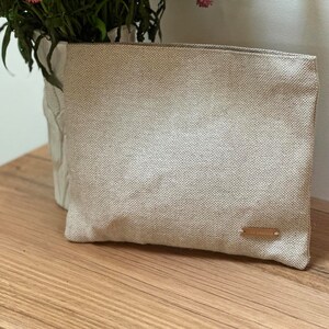 Tech Bag, Travel accessories or Pencil case. Beige, All-natural, Rustic Juco pouch, Electronics Bag, Great alternative to synthetic Nylon. immagine 10