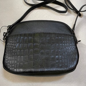 Schwarze Leder Umhängetasche - Minimalistische Umhängetasche