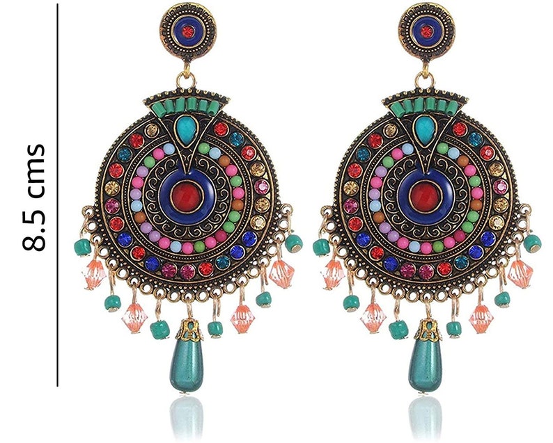 BOHEMIAN INDIAN JEWELRY Indian Earrings Indian Wedding Jewelry Bollywood Jewelry Chandbali Earrings Desi Jewelry Bohemian Jewelry