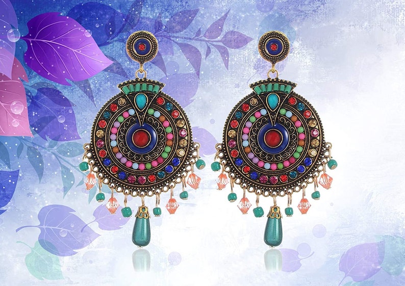 BOHEMIAN INDIAN JEWELRY Indian Earrings Indian Wedding Jewelry Bollywood Jewelry Chandbali Earrings Desi Jewelry Bohemian Jewelry