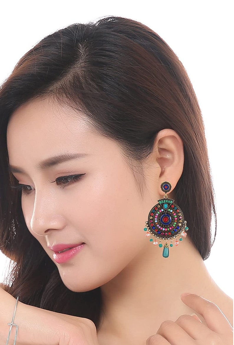 BOHEMIAN INDIAN JEWELRY Indian Earrings Indian Wedding Jewelry Bollywood Jewelry Chandbali Earrings Desi Jewelry Bohemian Jewelry