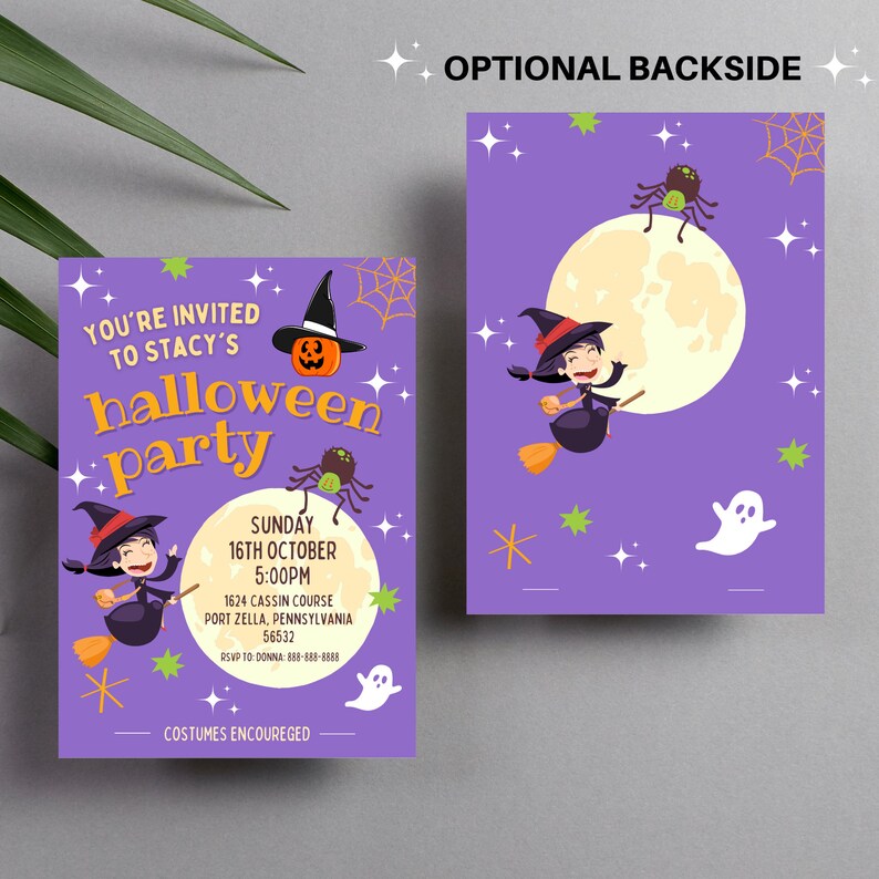 Editable Halloween Birthday Party Invitation Kids Halloween Etsy