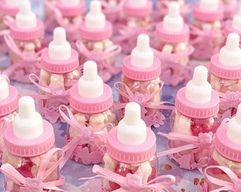 Baby Shower Sweets - Pick 'n' Mix Bottles - Blue or Pink