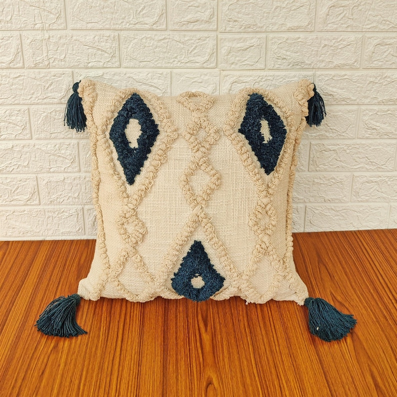 Bohemian Tufted Textured Pillow Cover 100 Cotton Geometric Etsy
