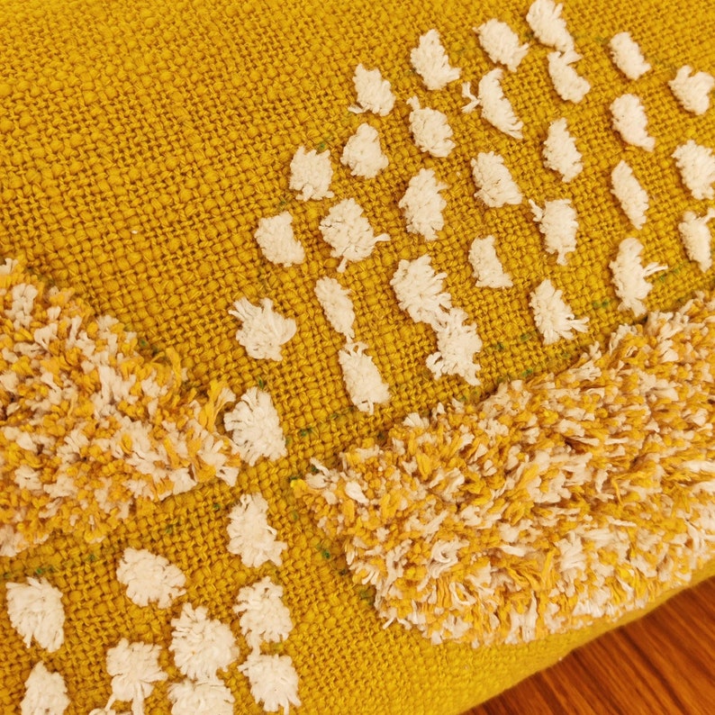 Mustard Yellow Tufted Textured Boho Pillow Cover Bohemian Etsy