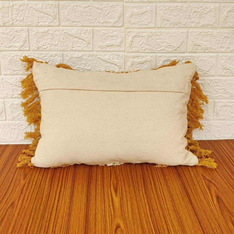 Embroidered Fringe Pillow Cover Mustard Yellow & Ivory Boho Etsy