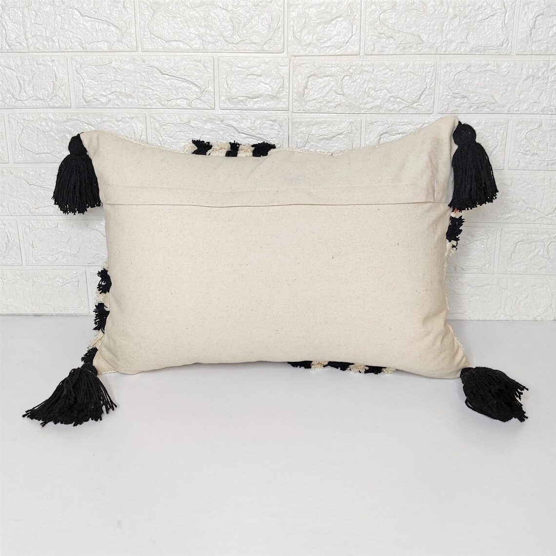 Designer Pillows Black & White Fringe Pillow Cover Embroidered - Etsy UK