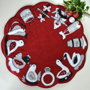 Twelve Days of Christmas Wool Felt Penny Mat / Candle Mat - Downloadable  Pattern/PDF Applique Table Top/ Hand Sewing/ Home Decor