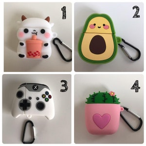 2 Pack Cute Airpod 1&2 Case Cover, Boba Tea Cow & Smile Avocado 3D