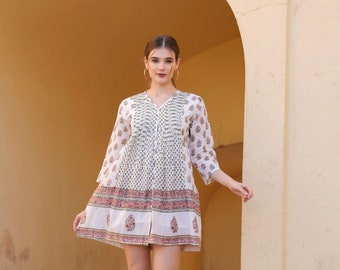 Hand Block Printed Dress| Summer Dress| Women's Wear| Handmade