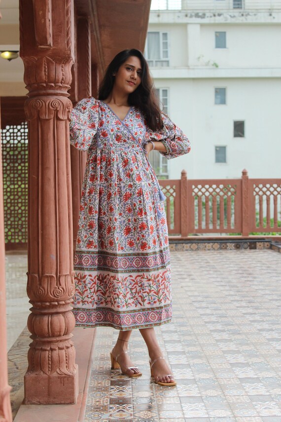 Block print cotton dress hotsell