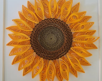 Sunflower wall art, Framed Paper Quilling , Gift, Mother's Day, Birthday, 3D quilling, Wall Decor, Wall Hangings