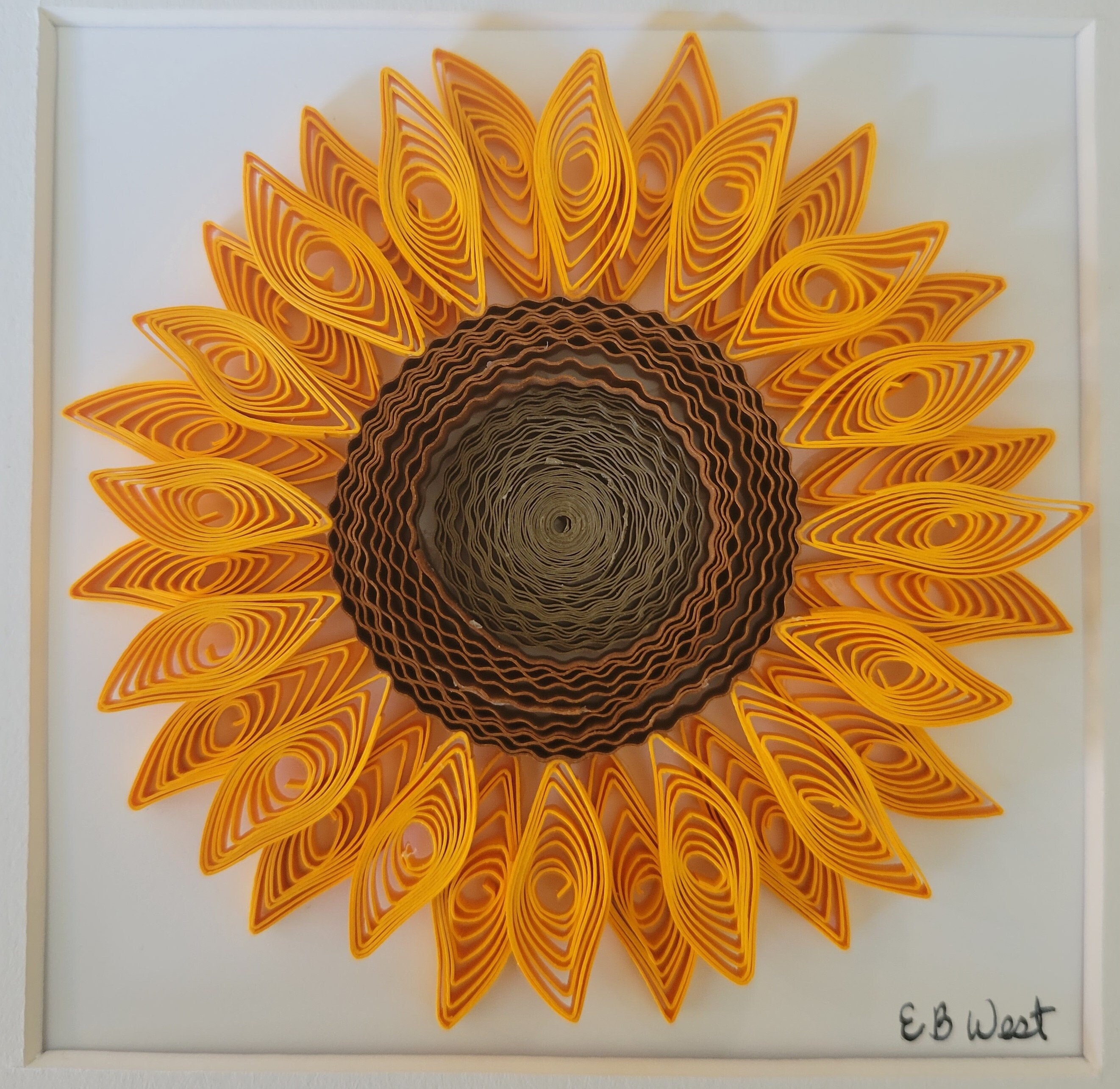 Sunflower Wall Art, Framed Paper Quilling , Gift, Mother's Day, Birthday, 3D Quilling, Wall