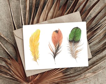 Best Wishes Feather Postcard A6 High Quality Print on smooth 350gsm Matt or 255gsm Gloss Card.