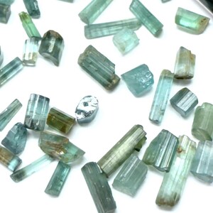 51 Pcs Natural Blue Tourmaline, Tourmaline Crystal Tube Tourmaline Pencil, Tourmaline Rough, Raw Tourmaline Afghanistan Gift For Her 4-16mm